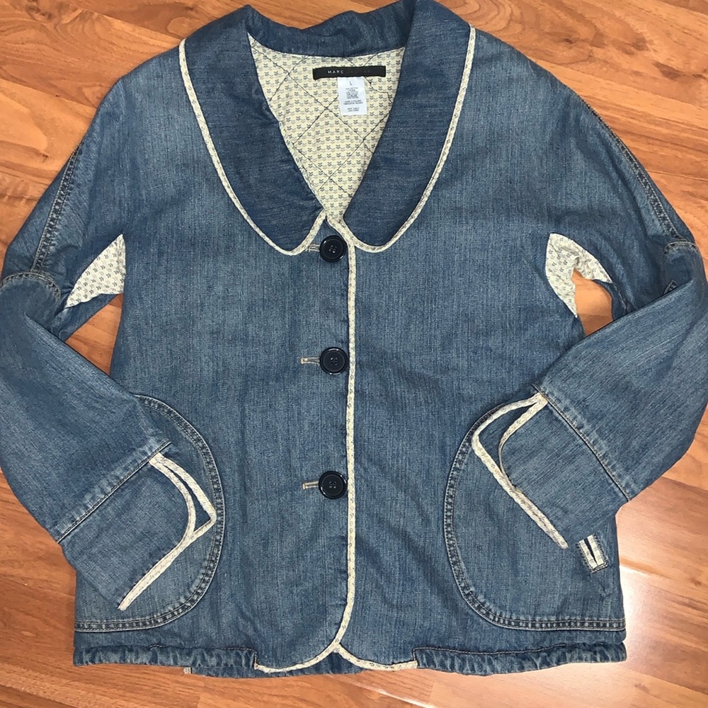 Marc Jacobs Quilted Interior Denim Jacket with Tie Back